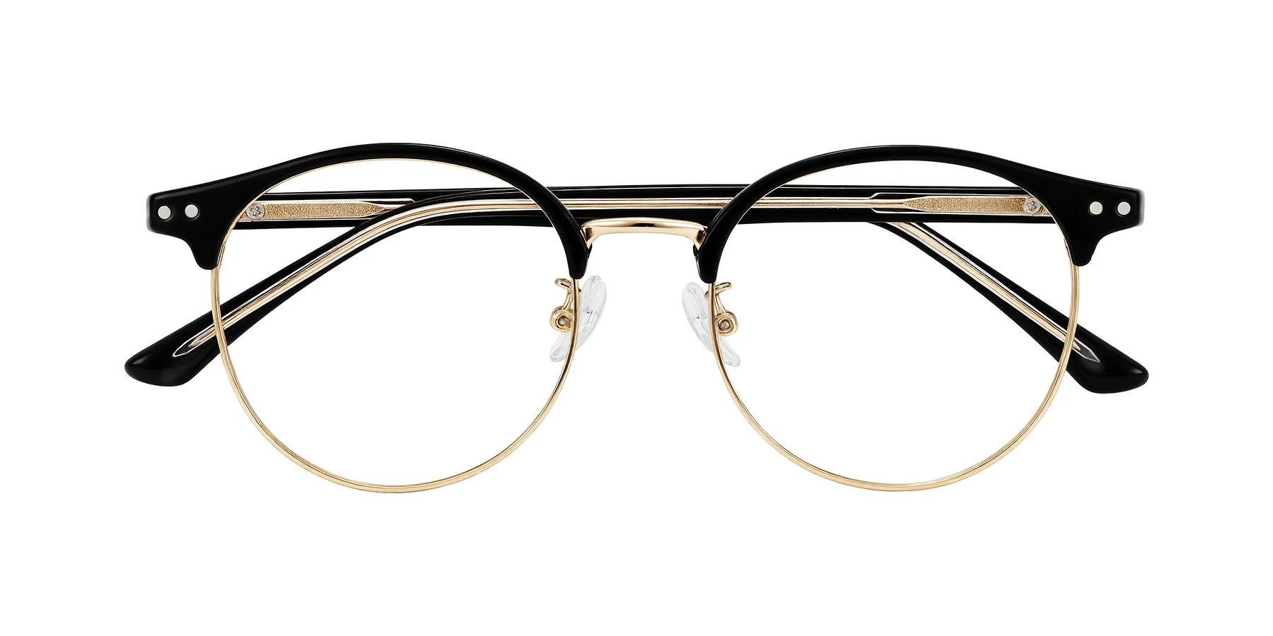 Black/Gold Classic Browline TR90 Round Reading Glasses - Karnes | Yesglasses