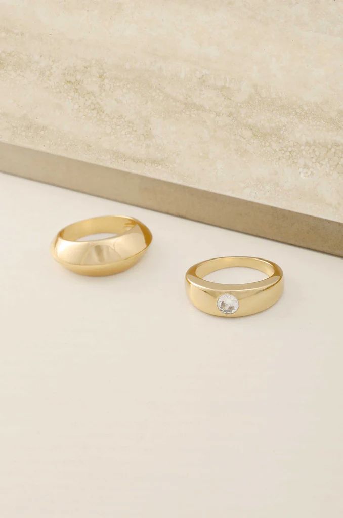 Statement 18k Gold Plated Band Ring Set | Ettika