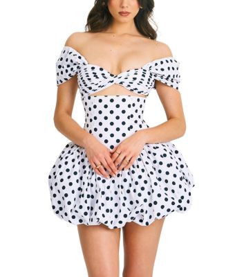Miss Circle Umika Off Shoulder Polka Dots Bubble Hem Mini Dress | Bloomingdale's Women | Bloomingdale's (US)