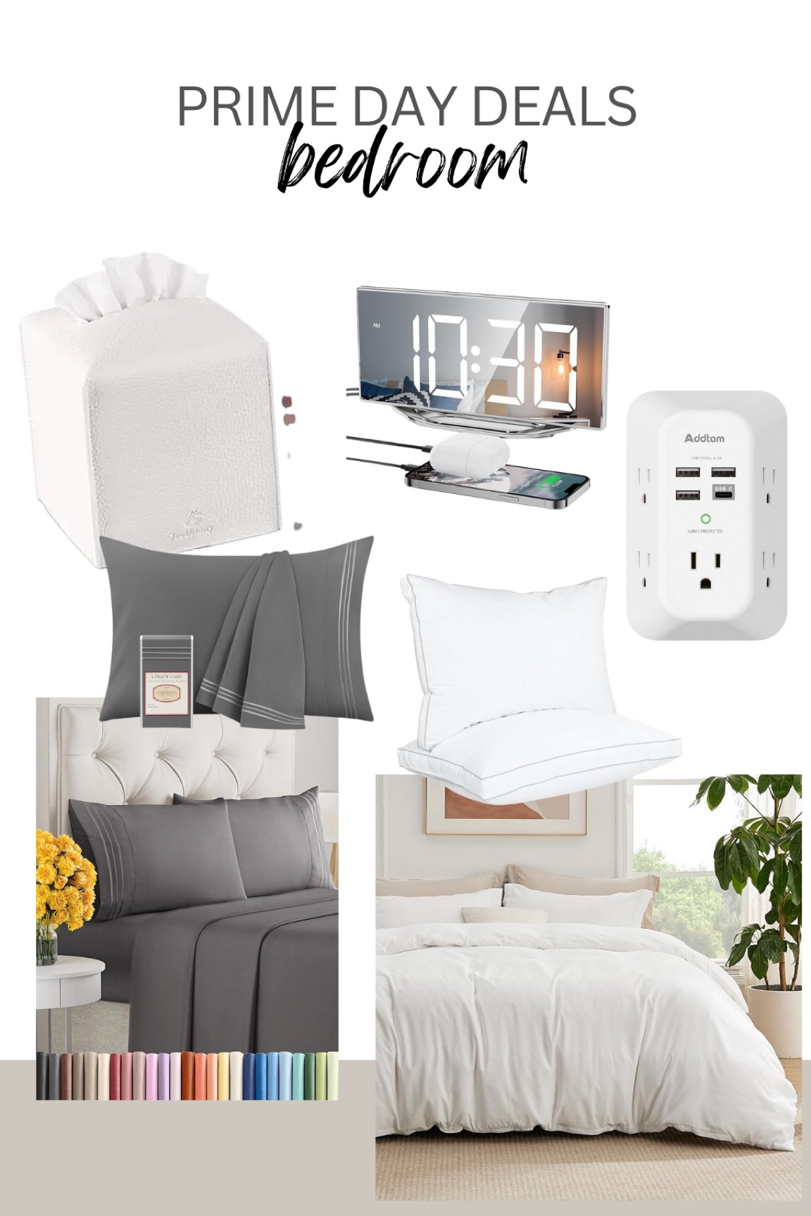 Our bedroom on a page 😄 these sheets are so good we have them on every bed and the comforter is such a good deal I don’t mind not being white. Washes up well 

#LTKHome #LTKxPrimeDay