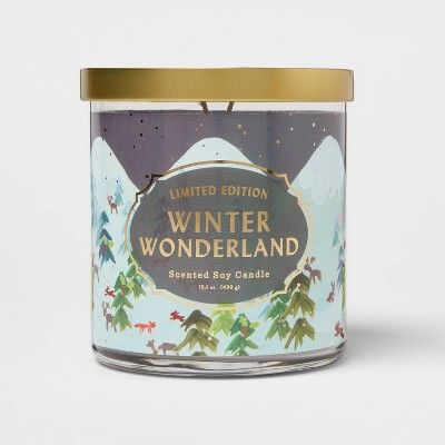 15.1oz Limited Edition Lidded Glass Jar 2-Wick Candle Winter Wonderland with Printed Scene Label - O | Target