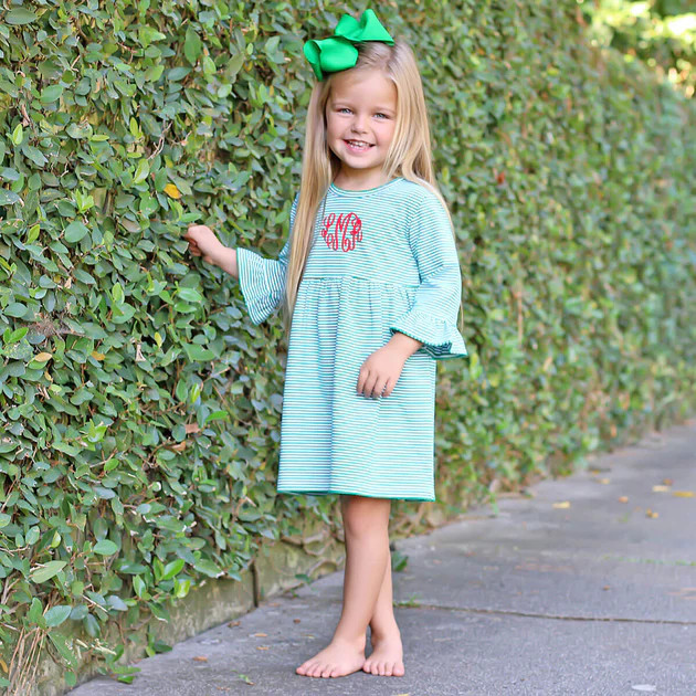 Green Stripe Sophia Dress | Classic Whimsy