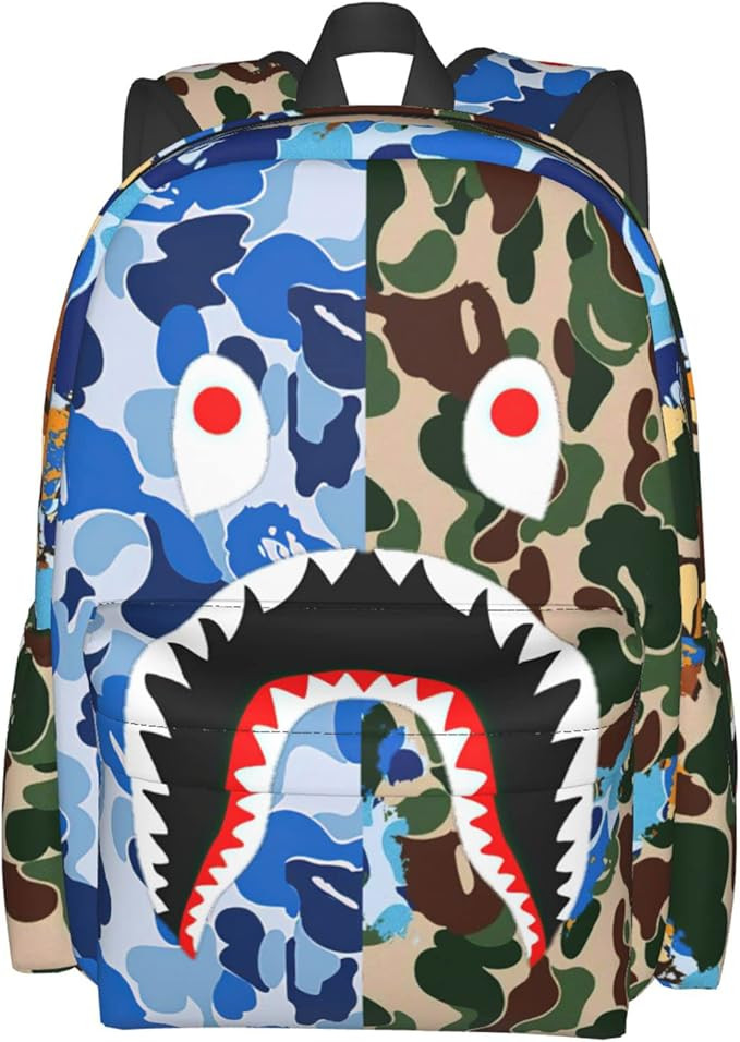 Backpack Shark Teeth Camo Backpacks Travel Laptop Daypack Big Capacity Bookbag Fashion Durable fo... | Amazon (US)