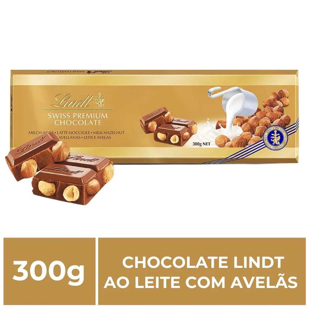 Chocolate Lindt Premium, Ao Leite Com Avelã, Barra de 300g em Promoção | Ofertas na Americanas | Americanas (BR)