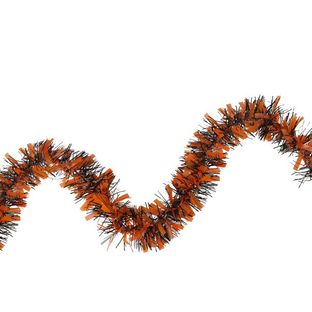50' Orange and Black Halloween Tinsel Garland - Unlit | Walmart (US)
