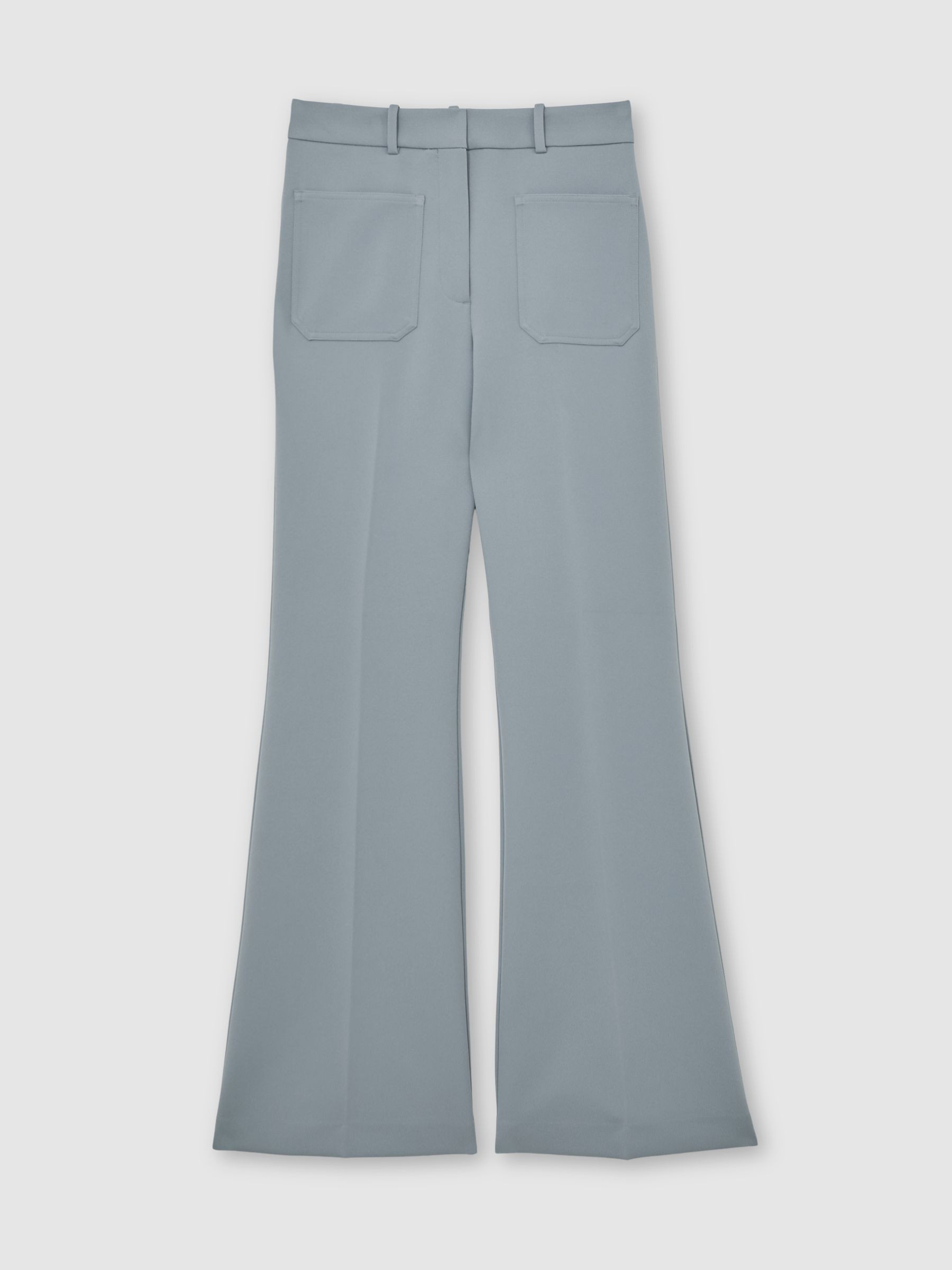 Reiss Twill Patch-Pocket Flared Trousers in Blue | REISS | Reiss US