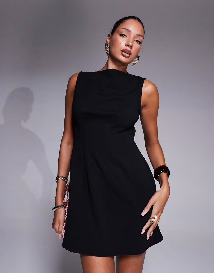 ASOS DESIGN sleeveless seam detail mini dress in black | ASOS (Global)