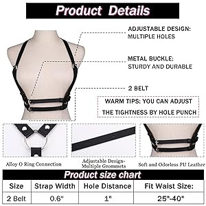 SAILIMUE Body Waist Belt for Women Faux Leather Goth Punk Rave Party Waist Belt Adjustable Black ... | Amazon (CA)