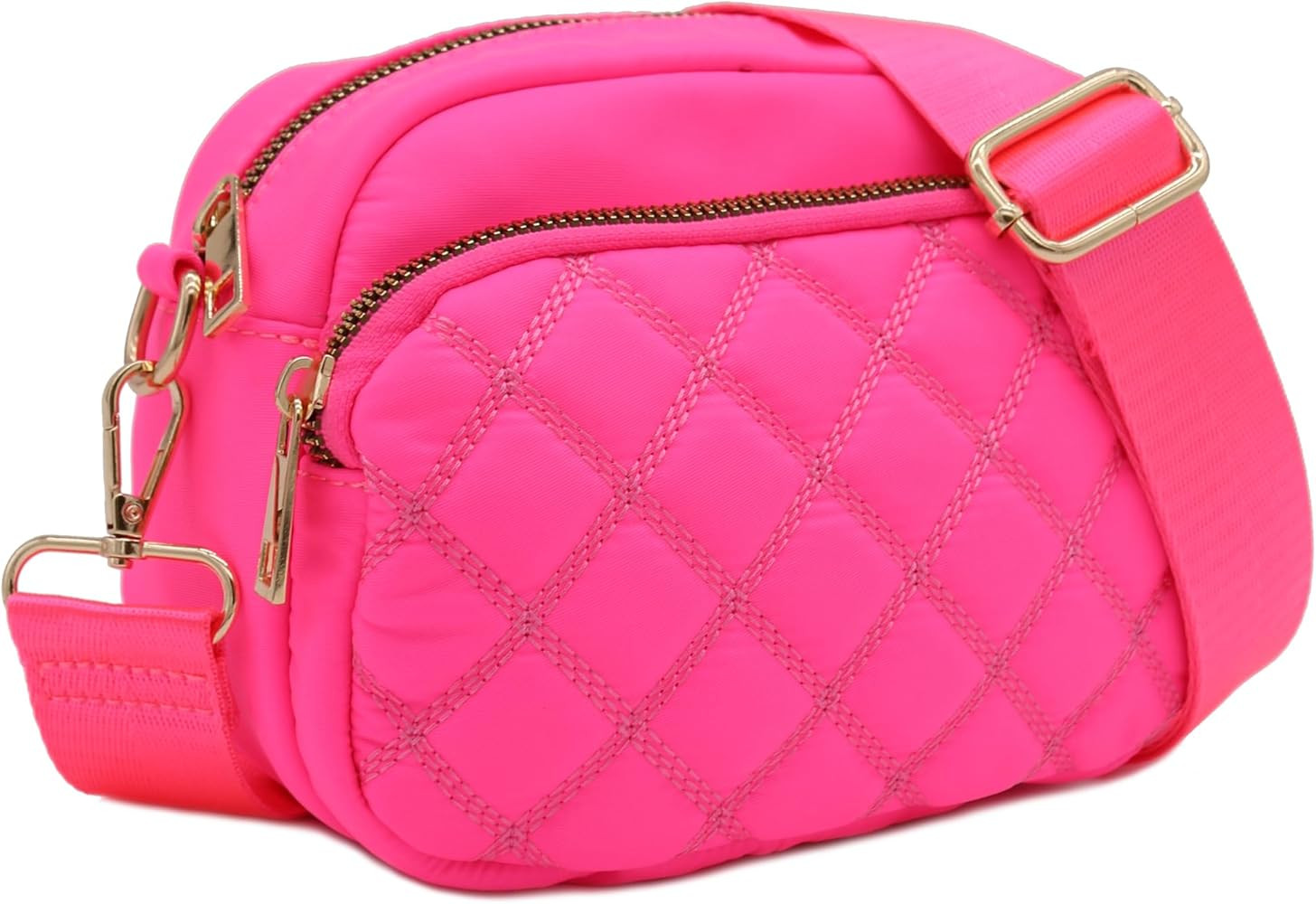 FashionPuzzle Quilted Nylon Crossbody Bag with Wide Strap | Amazon (US)