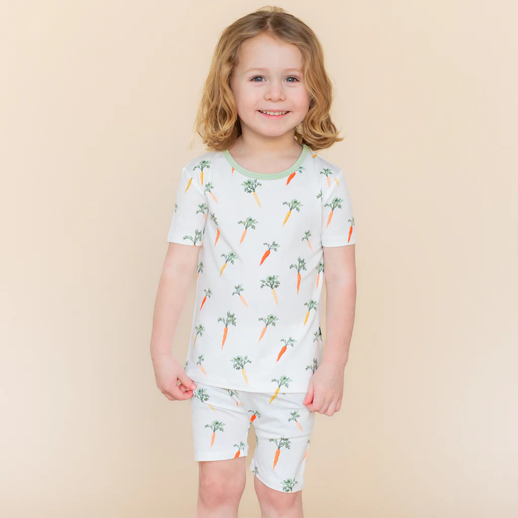 Short Sleeve Pajamas in Carrot | Kyte Baby