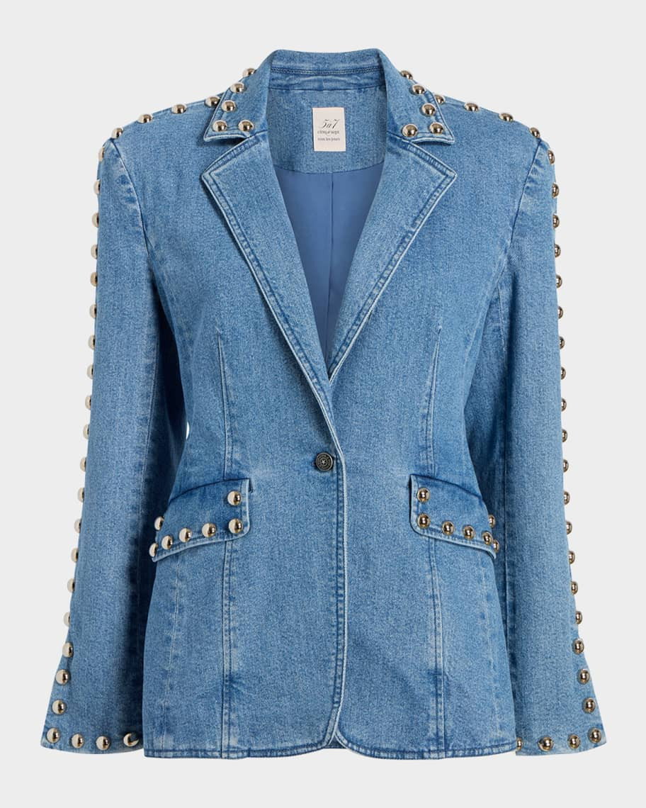 Milly Studded Denim Jacket | Neiman Marcus