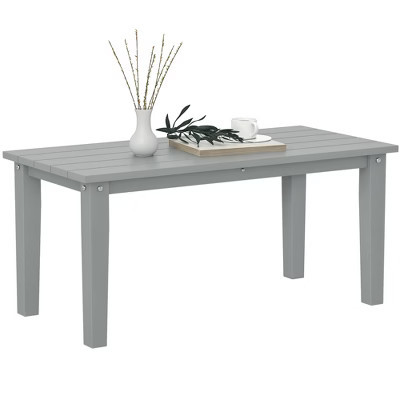 Outsunny HDPE Outdoor Coffee Table, Rectangle All-Weather Patio Coffee Table, Slatted Outdoor Patio Table for Garden, Balcony, Backyard, Gray | Target