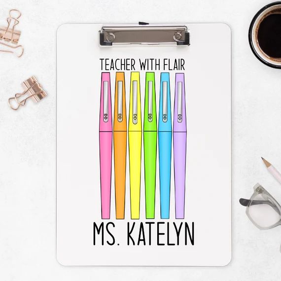 Clear Personalized Flair Pens Teacher Clipboard for Teachers  - Etsy | Etsy (US)