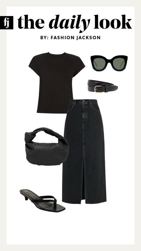 Black denim maxi skirt (size down) 
Black tshirt
Spring outfit 


#LTKsalealert #LTKshoecrush #LTKstyletip