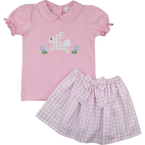 Pink Check Bunny Skirt Set | Cecil and Lou
