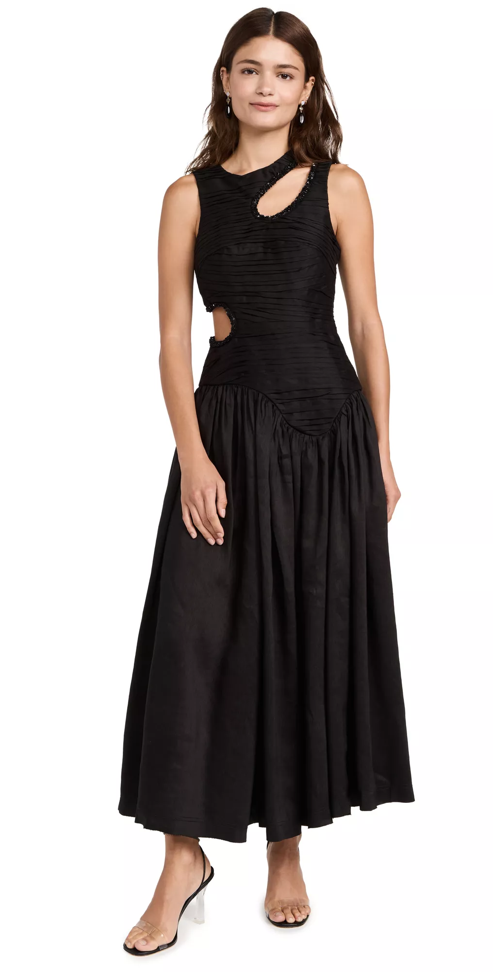 AJE Women's Florence Pearl-Trim Midi-Dress - Black - Size 6