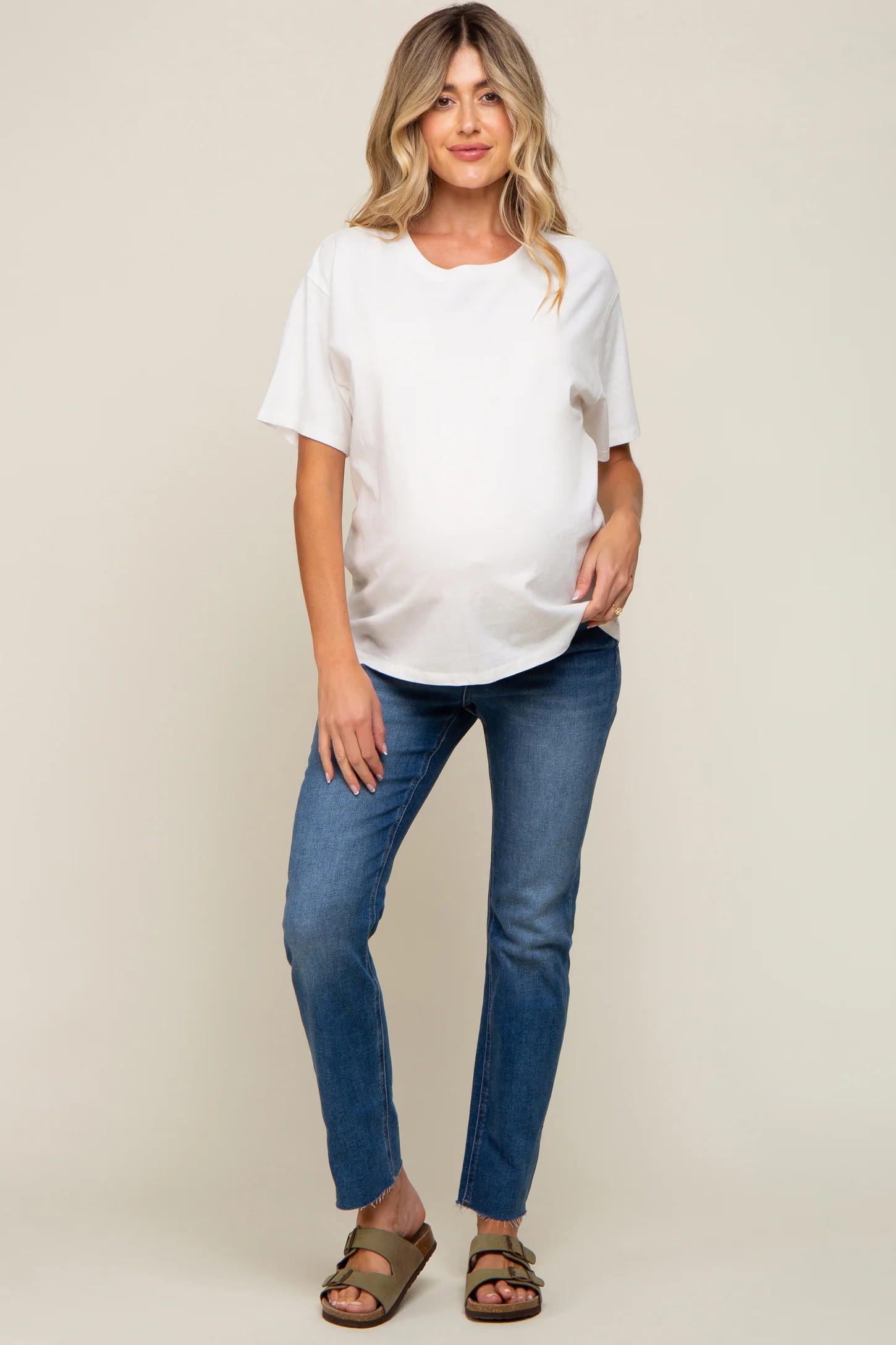 Blue Straight Leg Maternity Jeans | PinkBlush Maternity