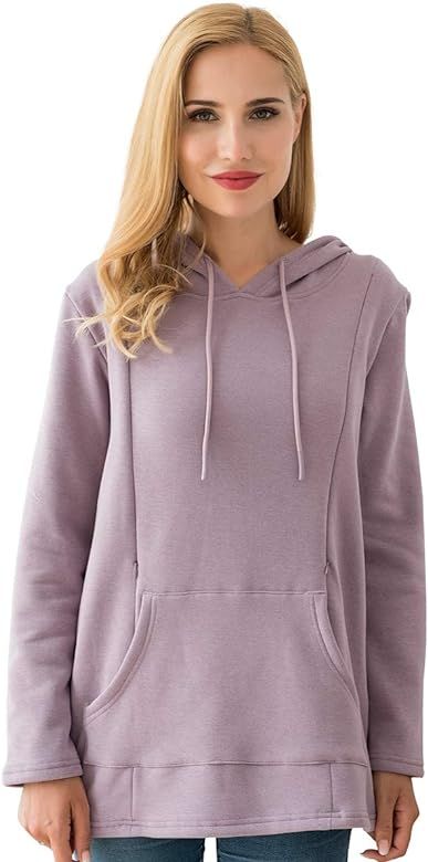 Bearsland Women's Maternity Sweater Clothes Nursing Sweatshirt Breastfeeding Hoodie with Pockets | Amazon (US)