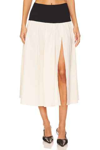 Lovers and Friends x Anja Dujaković Mac Midi Skirt in Black & Ivory from Revolve.com | Revolve Clothing (Global)