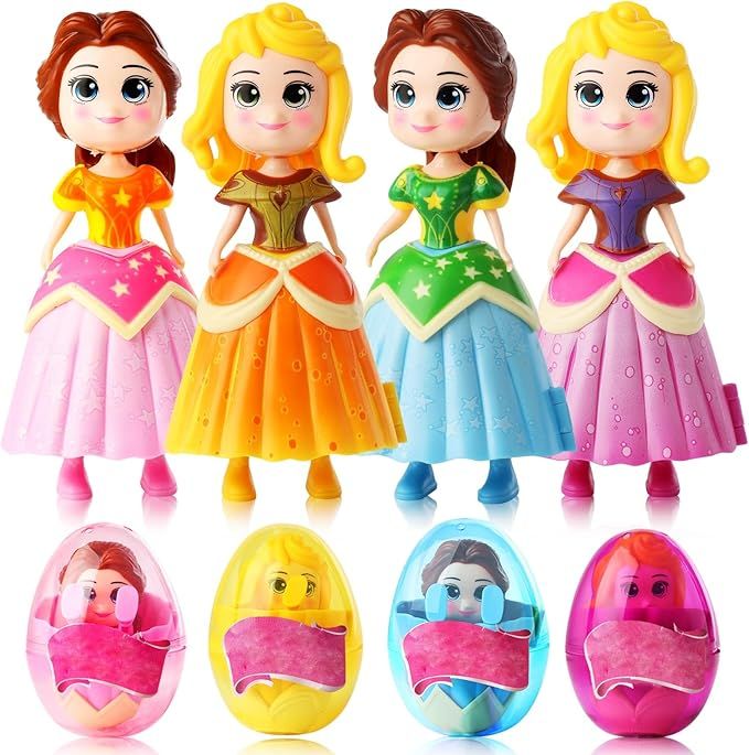 xutengy 4 Pack Easter Stockings Gifts Jumbo Princess Eggs， Deformation Prefilled Stocking Stuff... | Amazon (US)