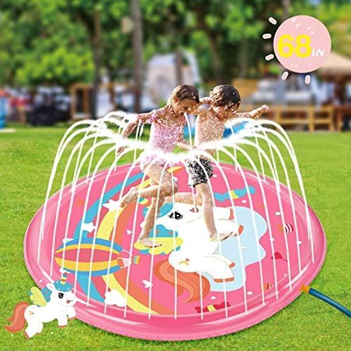 Soopotay Splash Pad for Kids Toddlers, Unicorn Sprinkler Mat 68" Yard Lawn Outdoor Water Play Spr... | Amazon (US)