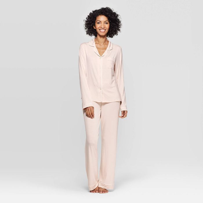 Women's Beautifully Soft Notch Collar Pant Pajama Set - Stars Above™ Navy | Target