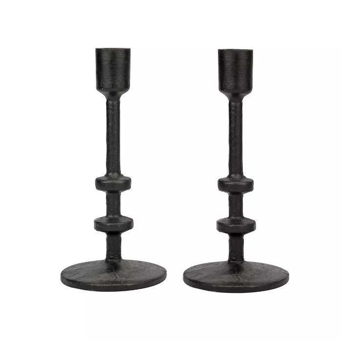 7" Candle Stick Holder Set Black - Stonebriar Collection | Target
