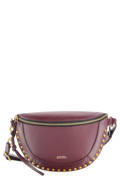Isabel Marant Skano Stud Leather Convertible Belt Bag in Burgundy at Nordstrom | Nordstrom