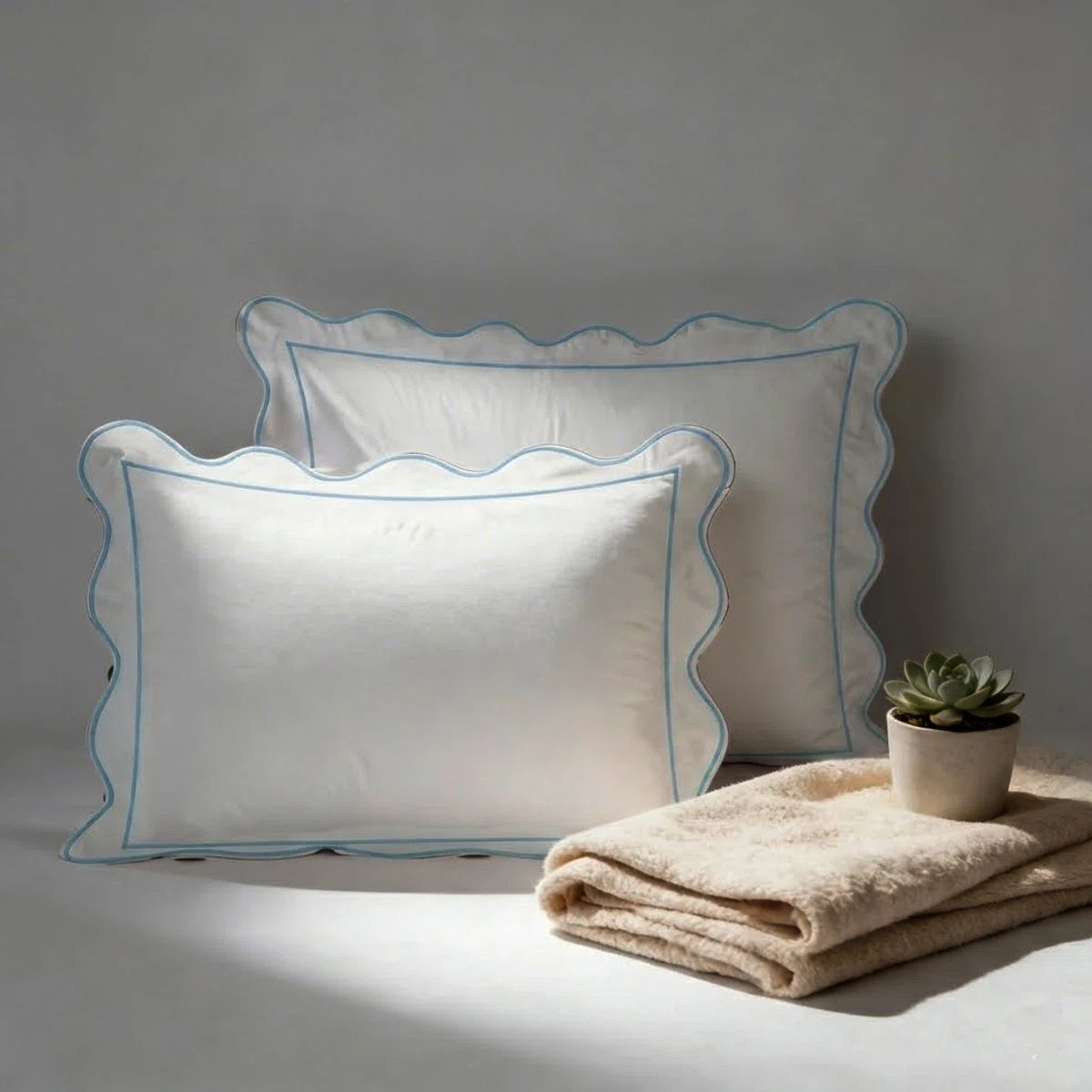 400TC Cotton Scallop Embroidery & Border Sateen Solid Pillow Sham | Wayfair North America
