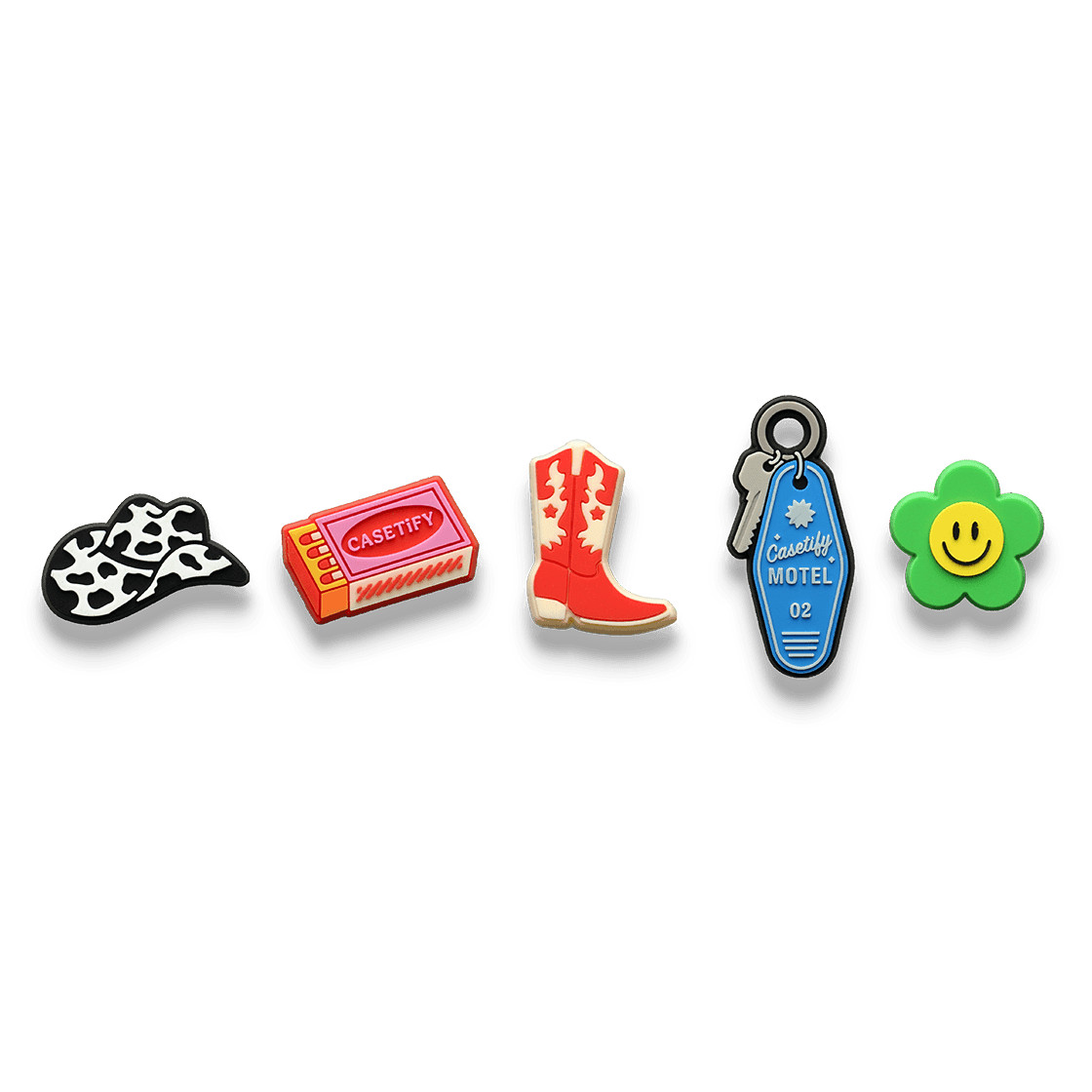 The Push-In Pin Set - Retro West Set (Matches, Cowboy Hat, Cowboy Boots, Daisy Smiley, Motel Keys... | Casetify (Global)