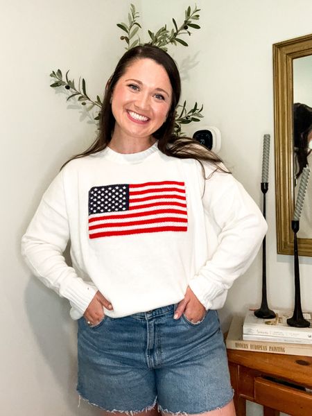 American flag sweater. 4th of July outfit 