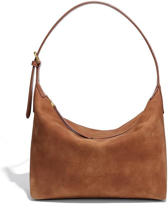 Suede Hobo Bag For Women,Vintage Shoulder Crossbody Purse,Fause Suede Handbag 2 Adjustable Straps... | Amazon (US)