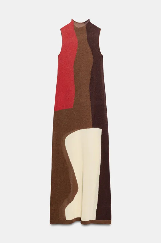 Maxi dress with a high neck and sleeveless design. | Zara US