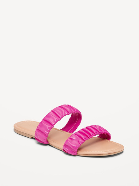 Faux-Leather Ruched Sandals for Women | Old Navy (US)