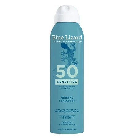 Blue Lizard Sensitive Mineral SPF 50 Spray, with Zinc Oxide, 5 oz | Walmart (US)