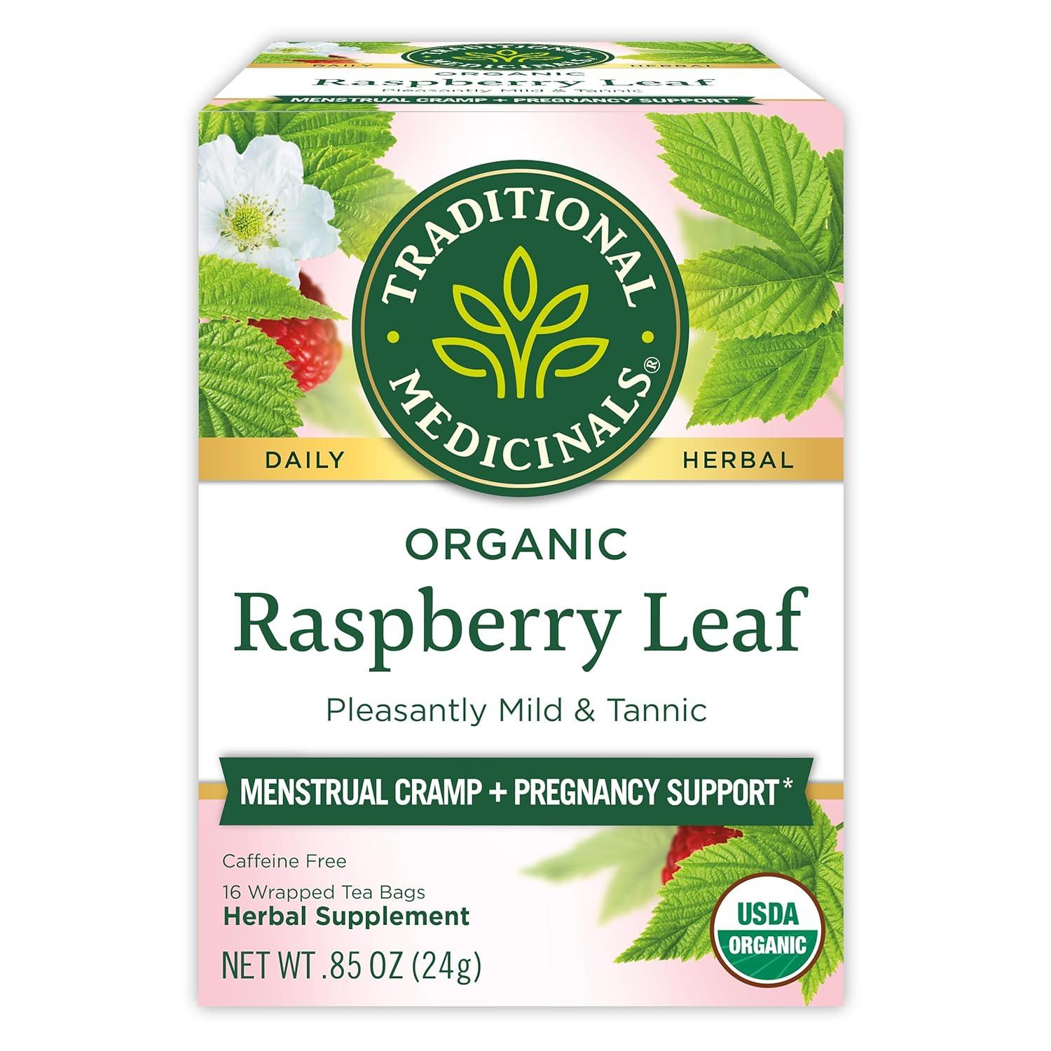 Traditional Medicinals Organic Raspberry Leaf Herbal Tea, Eases Menstrual Cramps & Supports Healt... | Amazon (US)