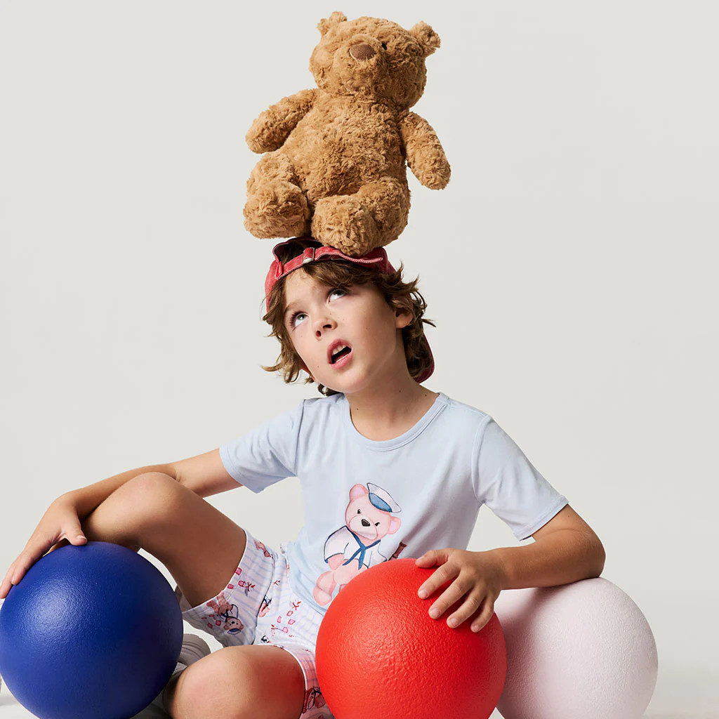 Teddy Blue Short Sleeve Captain Theo Classic Tee | Posh Peanut® | Posh Peanut