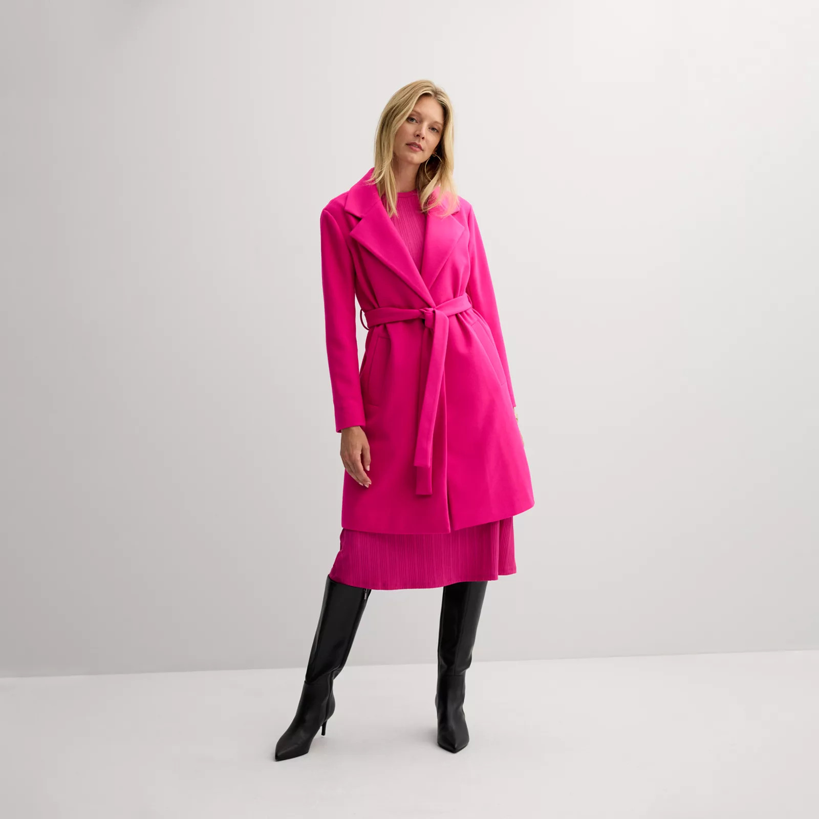 Women's Nine West Long Wrap Coat, Size: Medium, Gerbera Pink | Kohl's