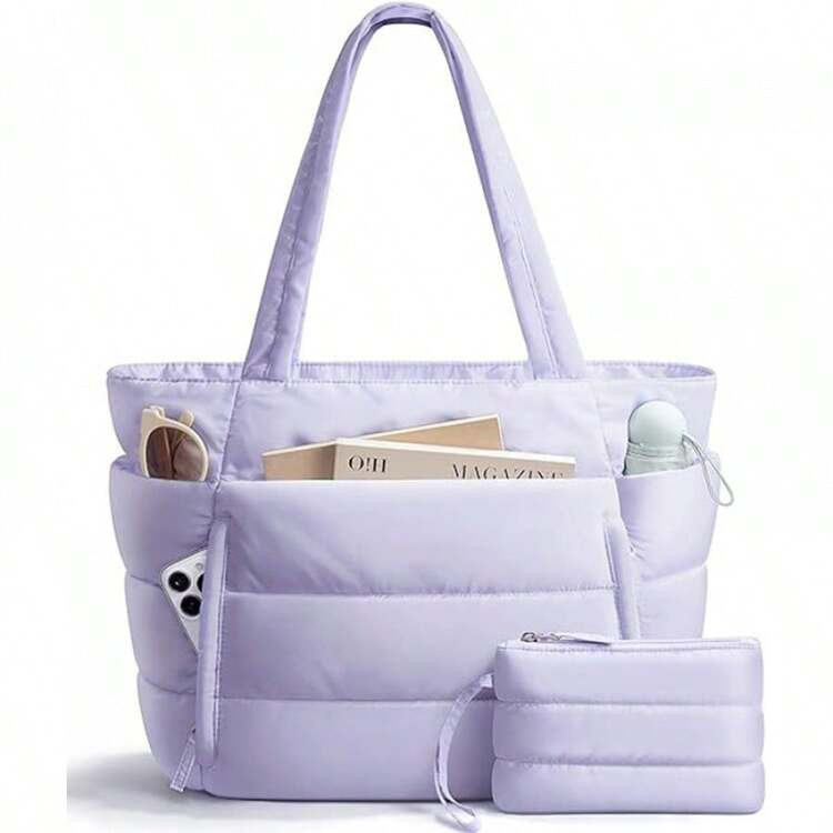 New Tote Bag For Women With Multiple Compartments, Quilted Handbag For Short Trips And Travel Lug... | SHEIN