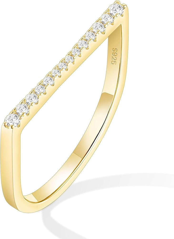 Monkton 2mm S925 Sterling Silver Stackable Ring Cubic Zirconia Dainty Minimalist Anniversary Ring... | Amazon (US)