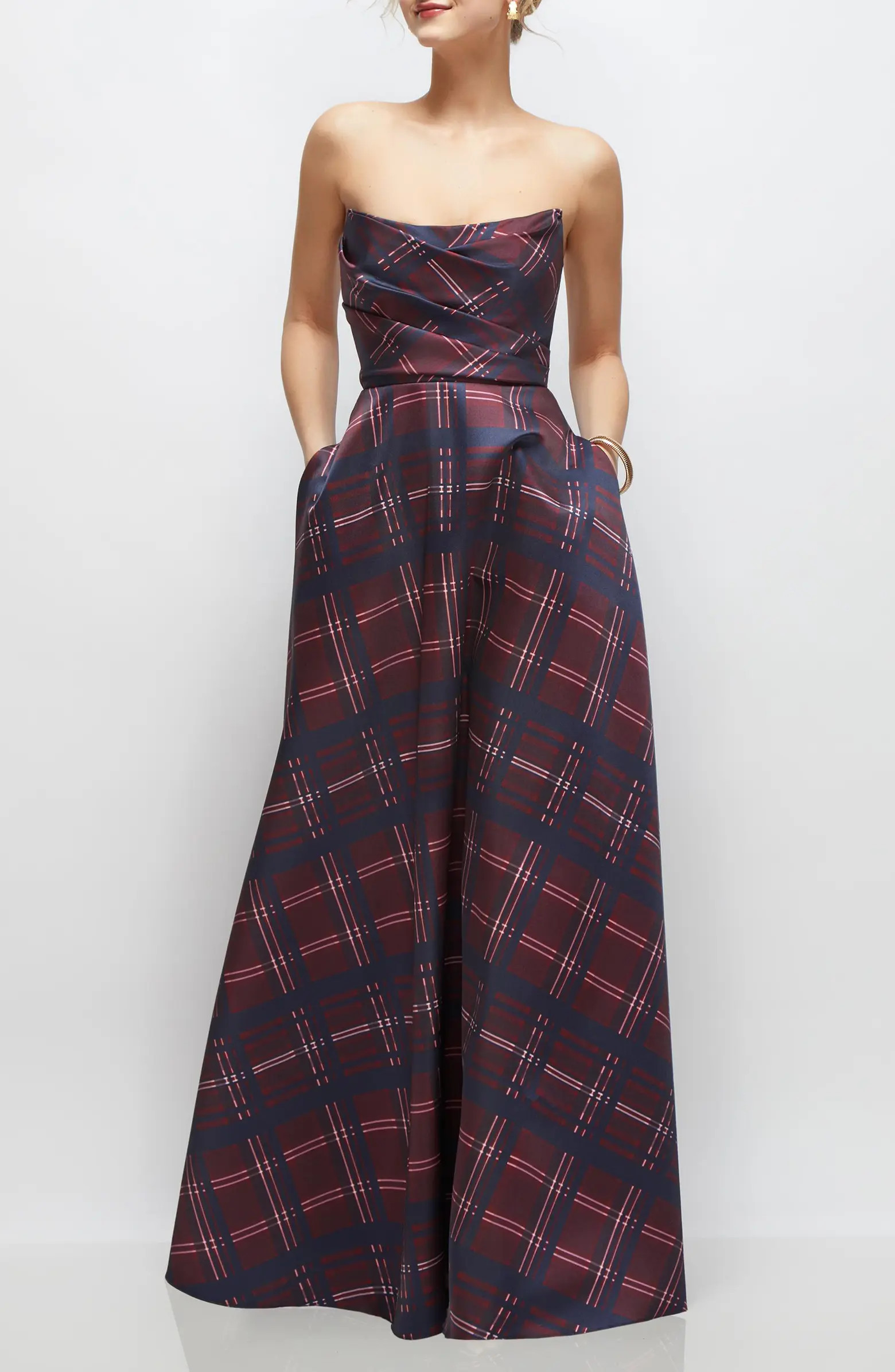 Tartan Strapless Gown | Nordstrom