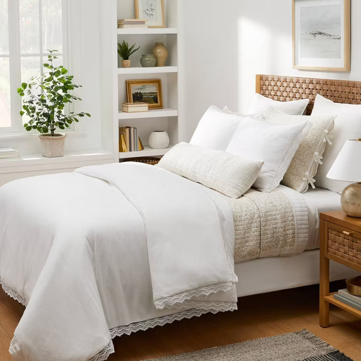 Lace Border Cotton Slub Comforter & Sham Set - Threshold™ designed with Studio McGee | Target