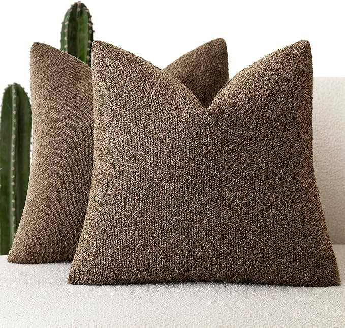 Foindtower Pack of 2 Textured Boucle Throw Pillow Covers Accent Solid Decorative Pillow Cases Coz... | Amazon (US)