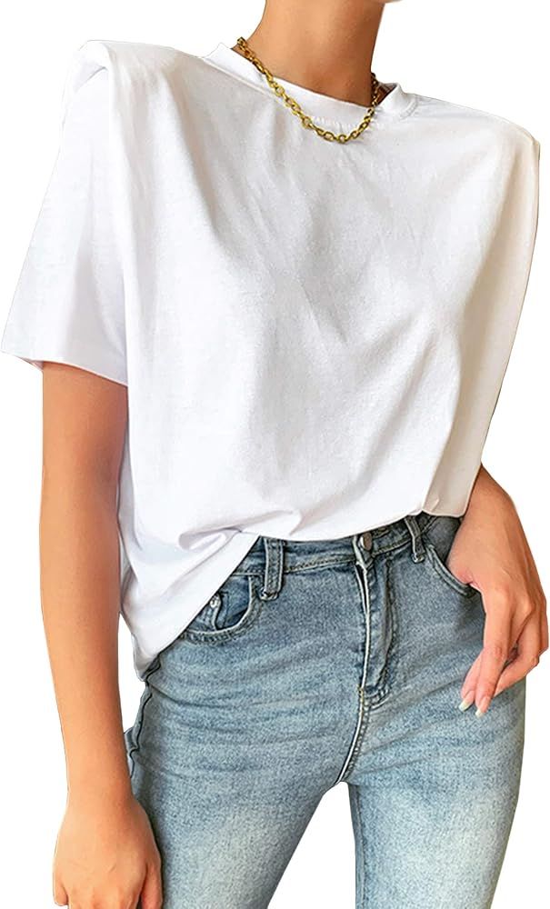 MISSACTIVER Women Summer Loose Slim Tank Top Solid Cotton Sleeveless Vest Round Neck Cami Shoulde... | Amazon (US)