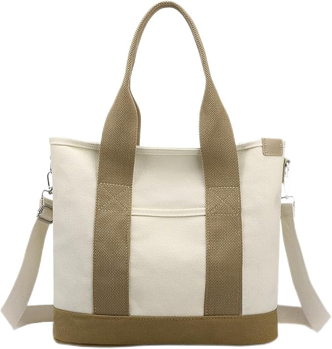 Canvas Tote Bag for Women,Tote Bag with Zipper Small Large Canvas Crossbody Shoulder Bag Hobo Pur... | Amazon (US)