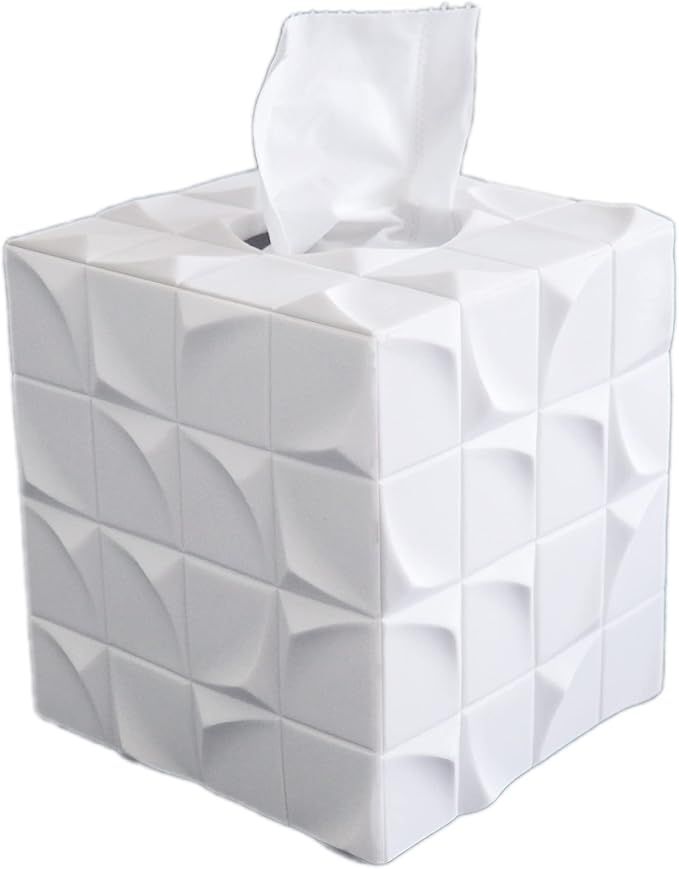Hymmah Modern Square Tissue Box Cover Holder,Bathroom Accessories Decor Unique Design Tissue Box ... | Amazon (US)