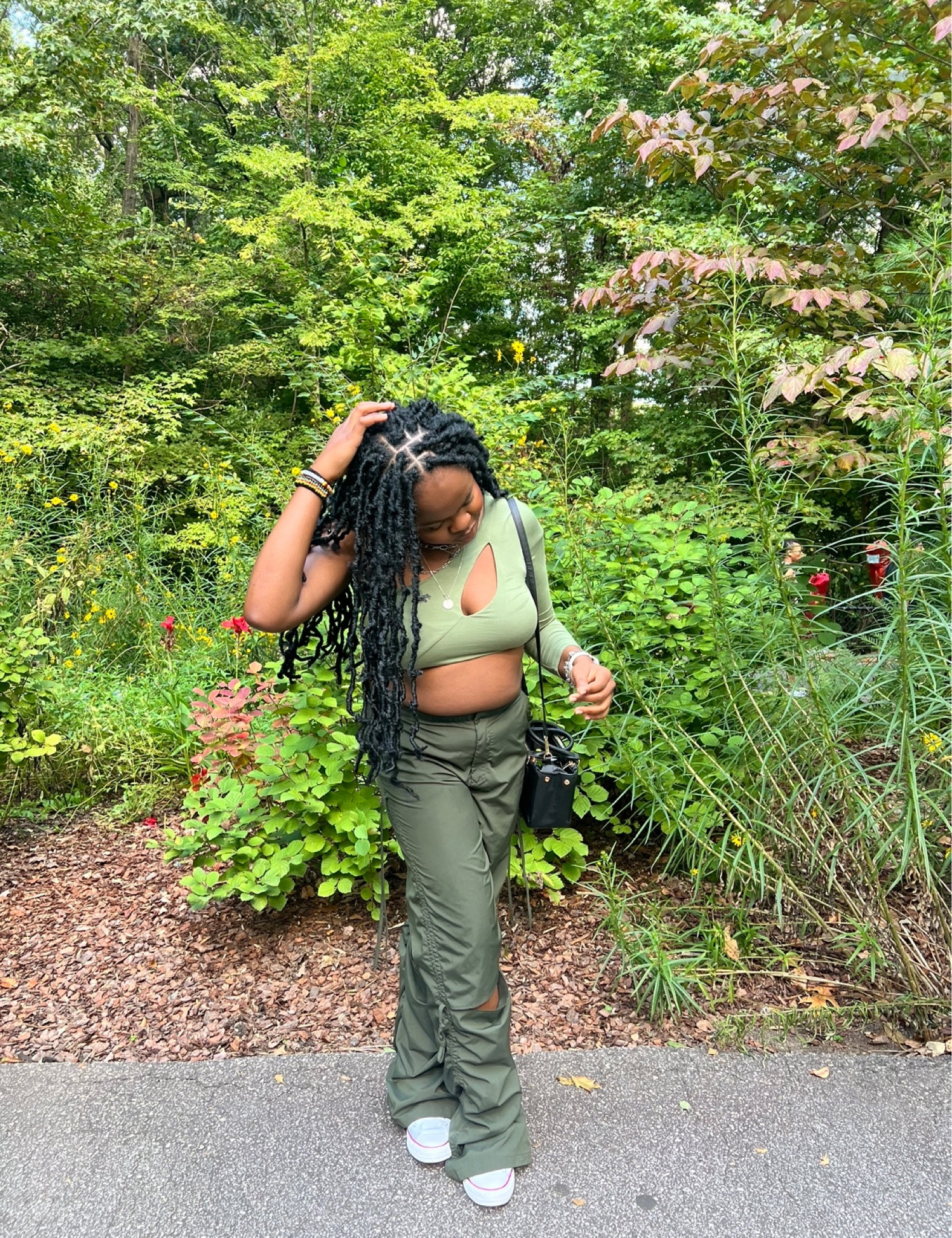 All green outfit inspo! These parachute pants are the feature item! Great for any street or casual outfit

#LTKfindsunder50 #LTKfindsunder100 #LTKmidsize