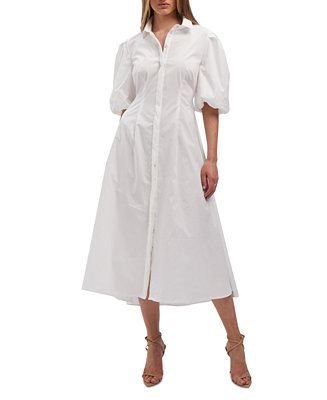 Women's Hades Puffed-Sleeve Midi-Length Shirtdress | Macys (US)