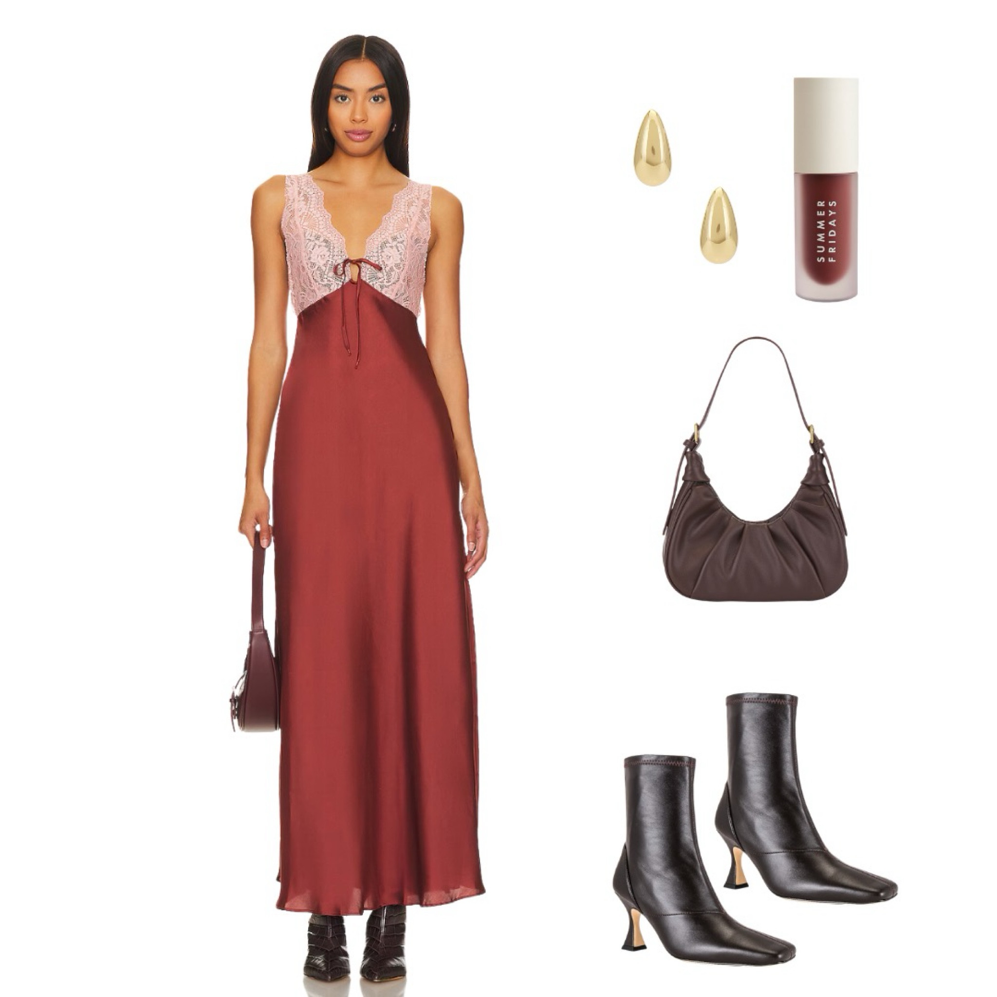 Love this outfit for the spring, date night, or a country concert! Also the purse has 1 left in stock so run!! 🤎

Vacation outfits, country concert outfit, silk dress, wedding guest dress, gold earrings, brown boots

#LTKSeasonal #LTKFestival #LTKstyletip