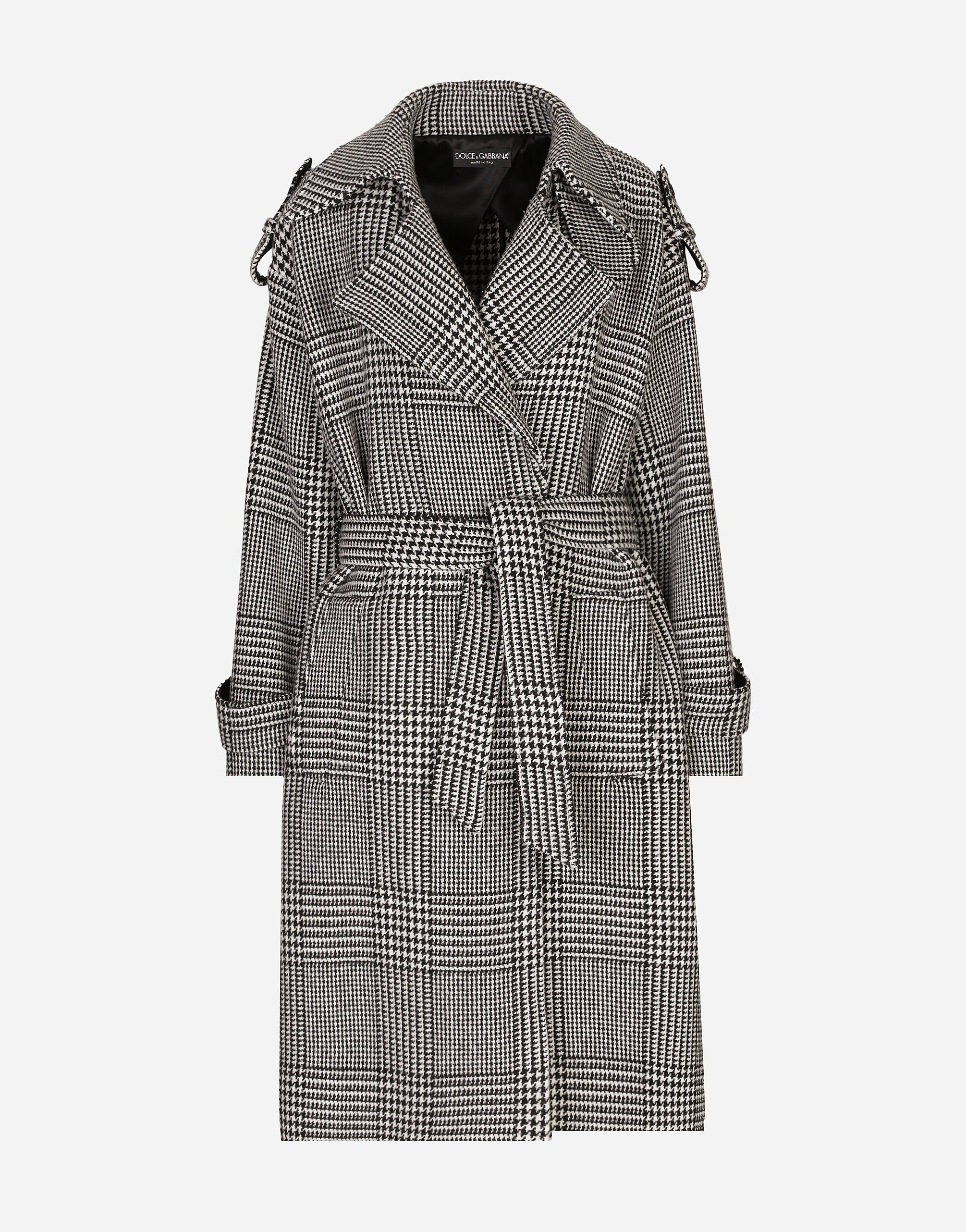 Houndstooth check wool trench coat | Dolce & Gabbana US